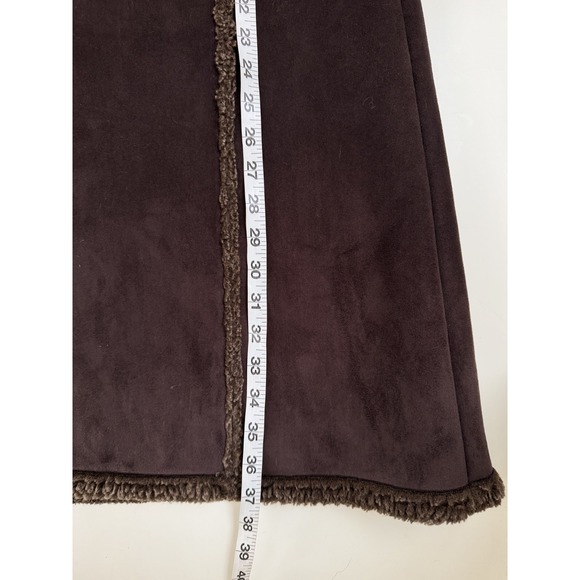 L.L.Bean Chocolate Brown Faux Shearling Sherpa Coat Women's Small Long - Picture 9 of 11